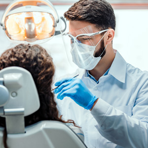 Patient in Falmouth at routine dental checkup