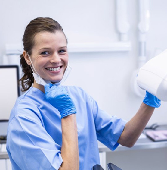 Dental hygienist smiles